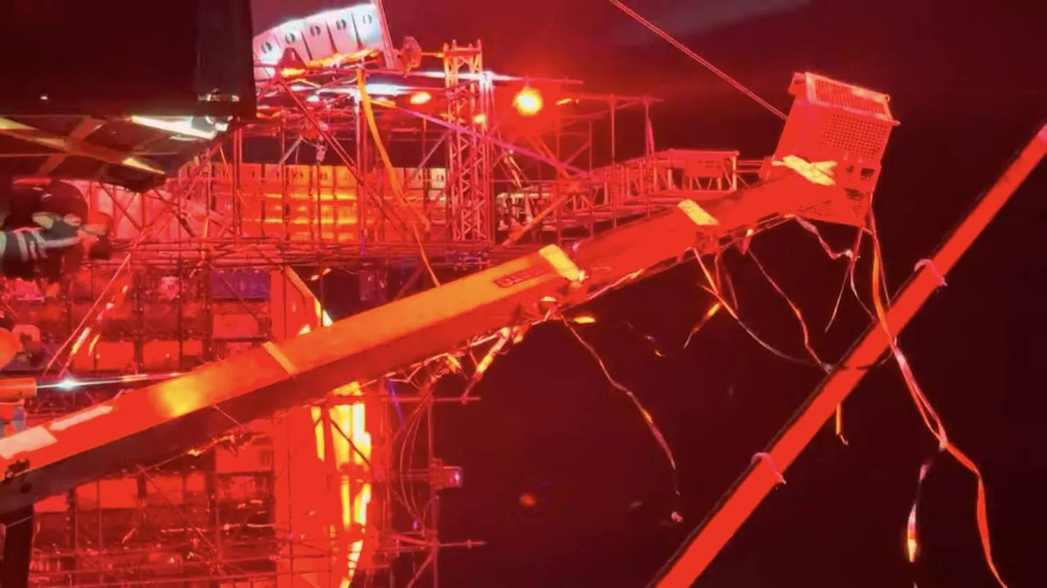 Stage rigging under red light